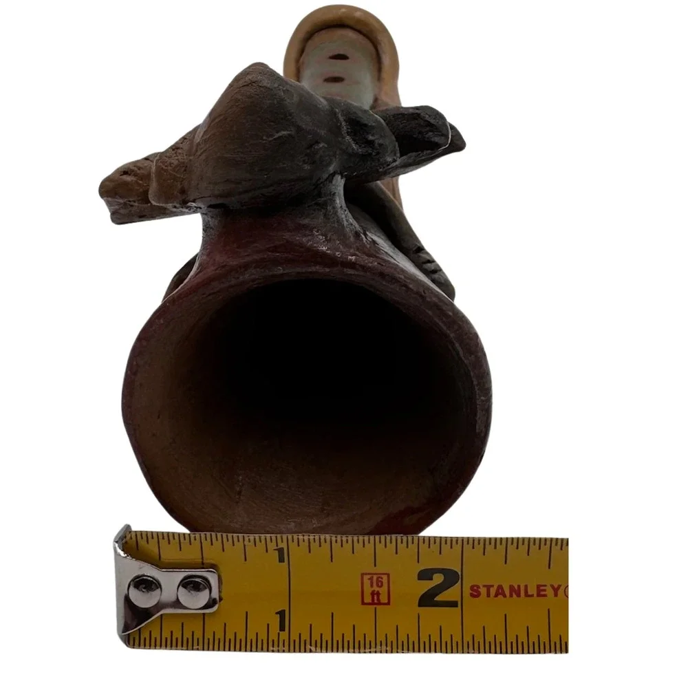 Vintage Mayan Aztec Clay Pottery Flute Tribal Folk Art Snake Collectibles Gift‎